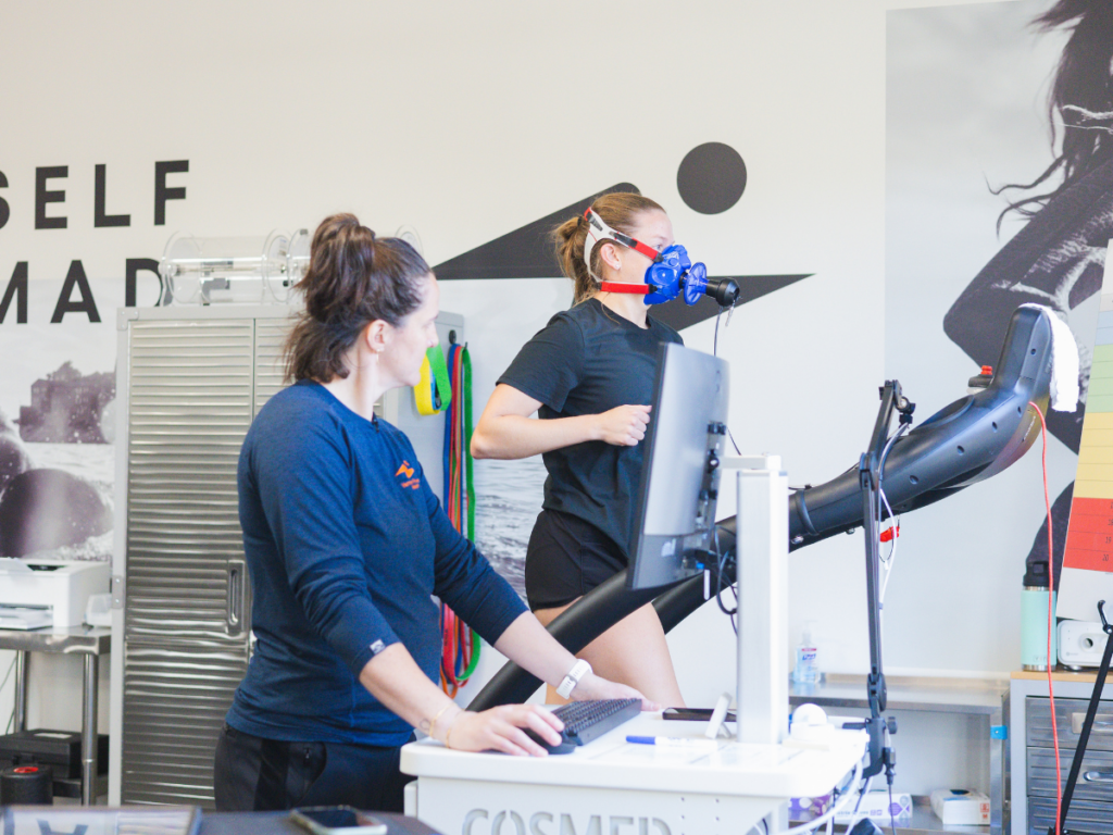 Steph Ham doing a VO2max test at Human Powered Health