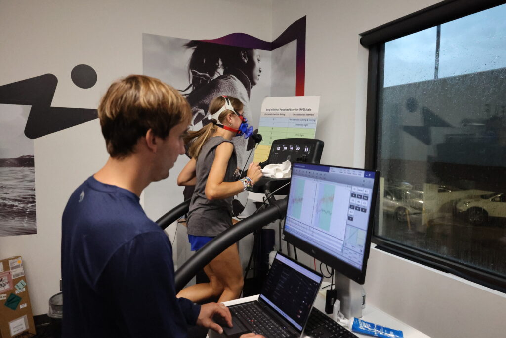 Academy of Holy Angels Girls' Varsity Soccer player doing a VO2max at Human Powered Health